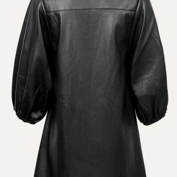 Dolce Cabo Vegan Leather Puff Sleeve Shirt Dress - Picture 6 of 7
